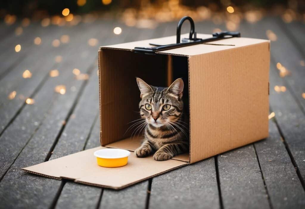 Armadilha para pegar gato com caixa de papelão Armadilha para pegar gato com caixa de papelão